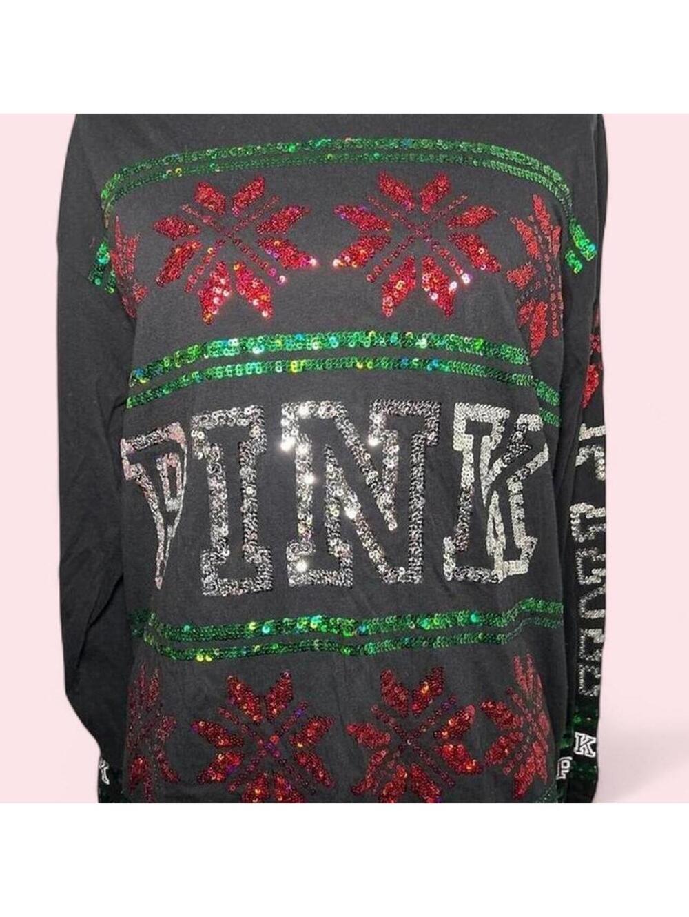 Victoria's Secret PINK Holiday Sequin Long Sleeve Shirt - Picture 3 of 4